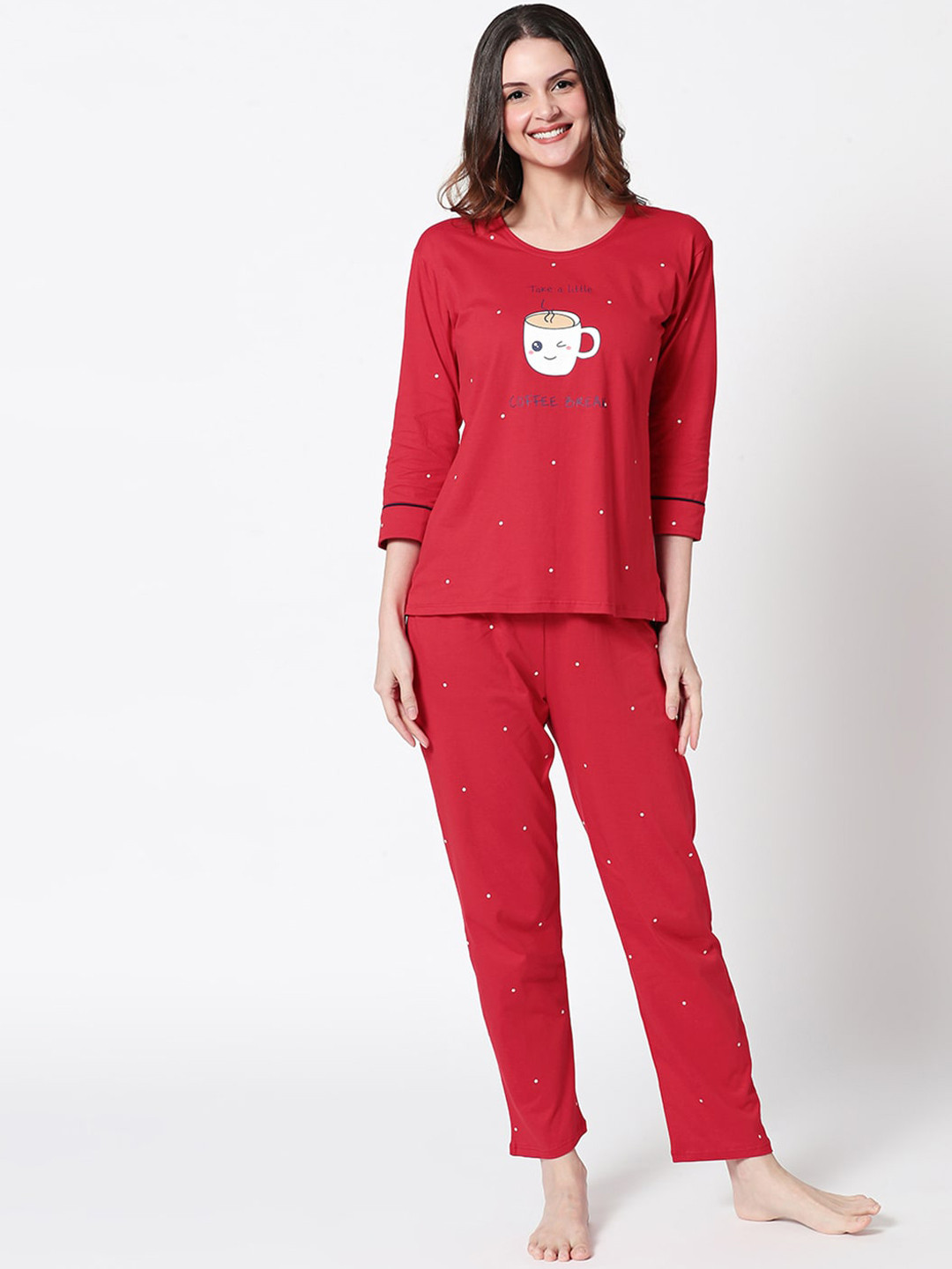 Zeyo Women Red Self Design