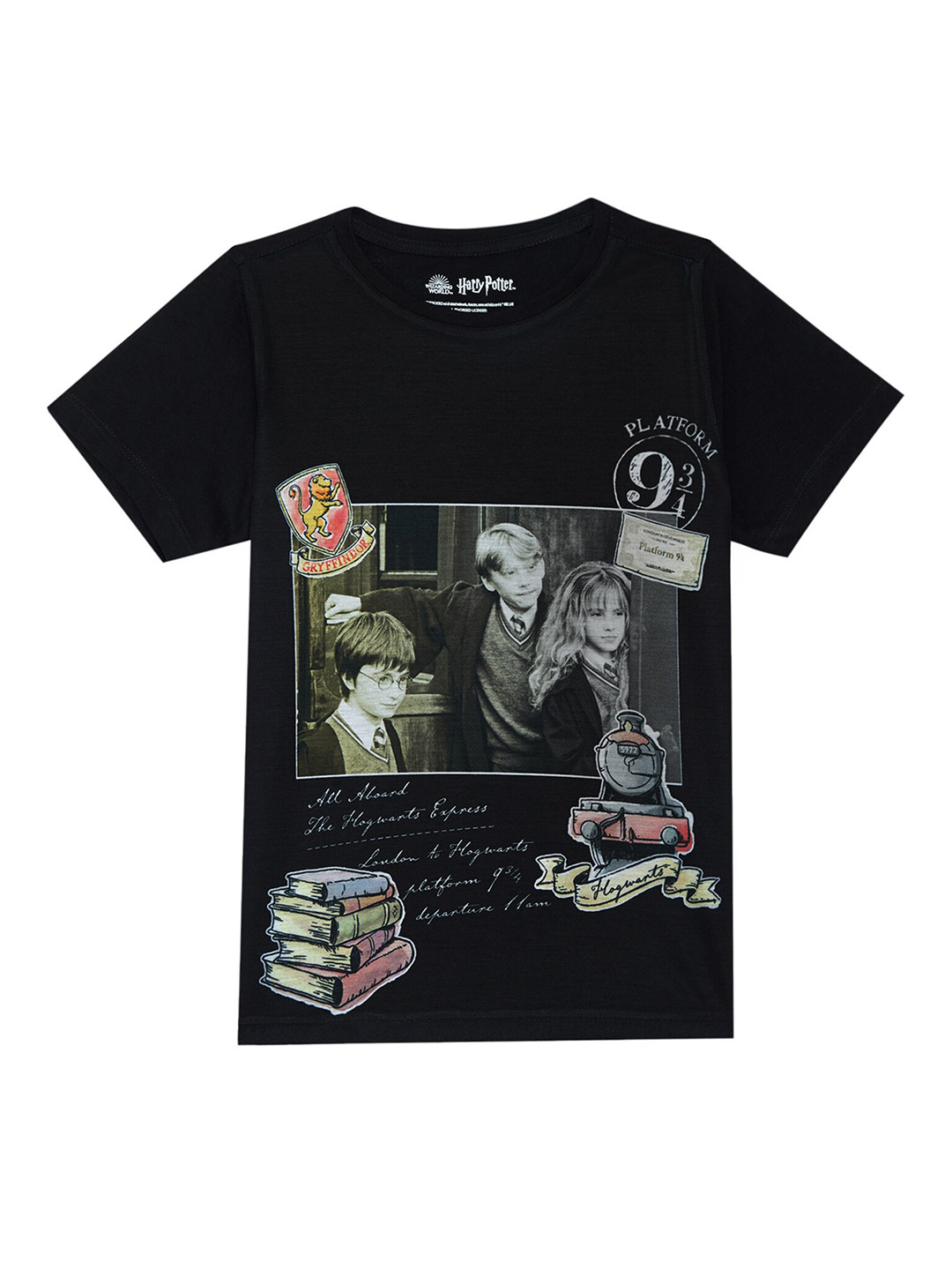 Harry Potter by Wear Your Mind Boys Black & Off White Harry Potter Printed T-shirt