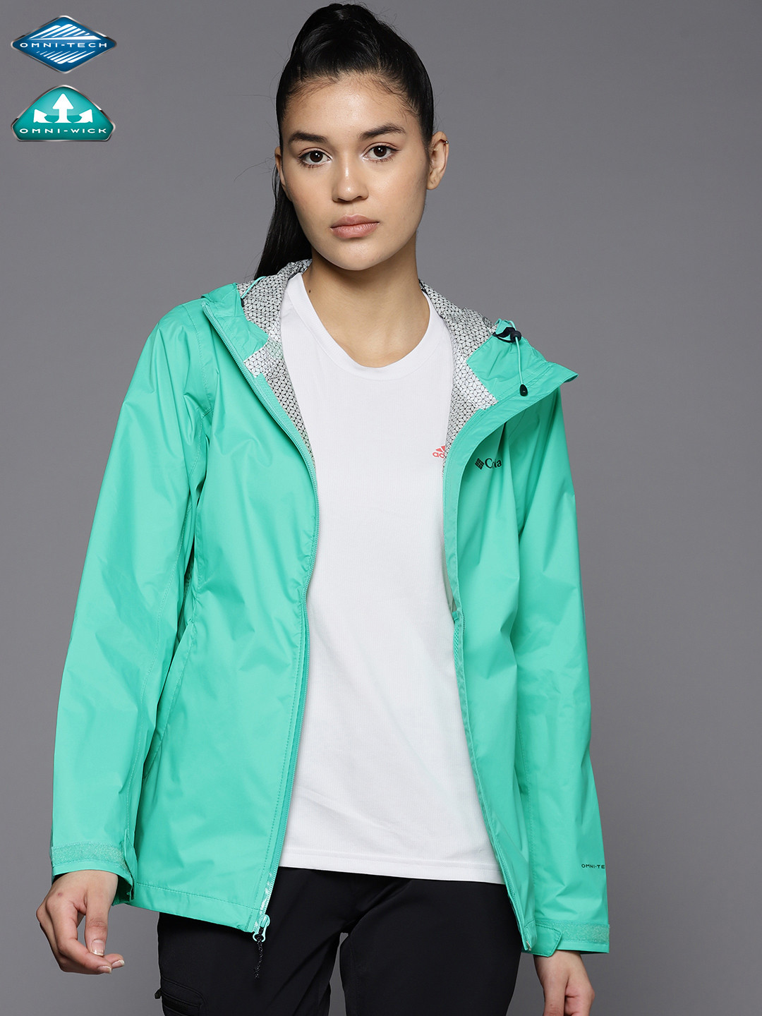 Columbia Women Solid EvaPOURation Rain Jacket