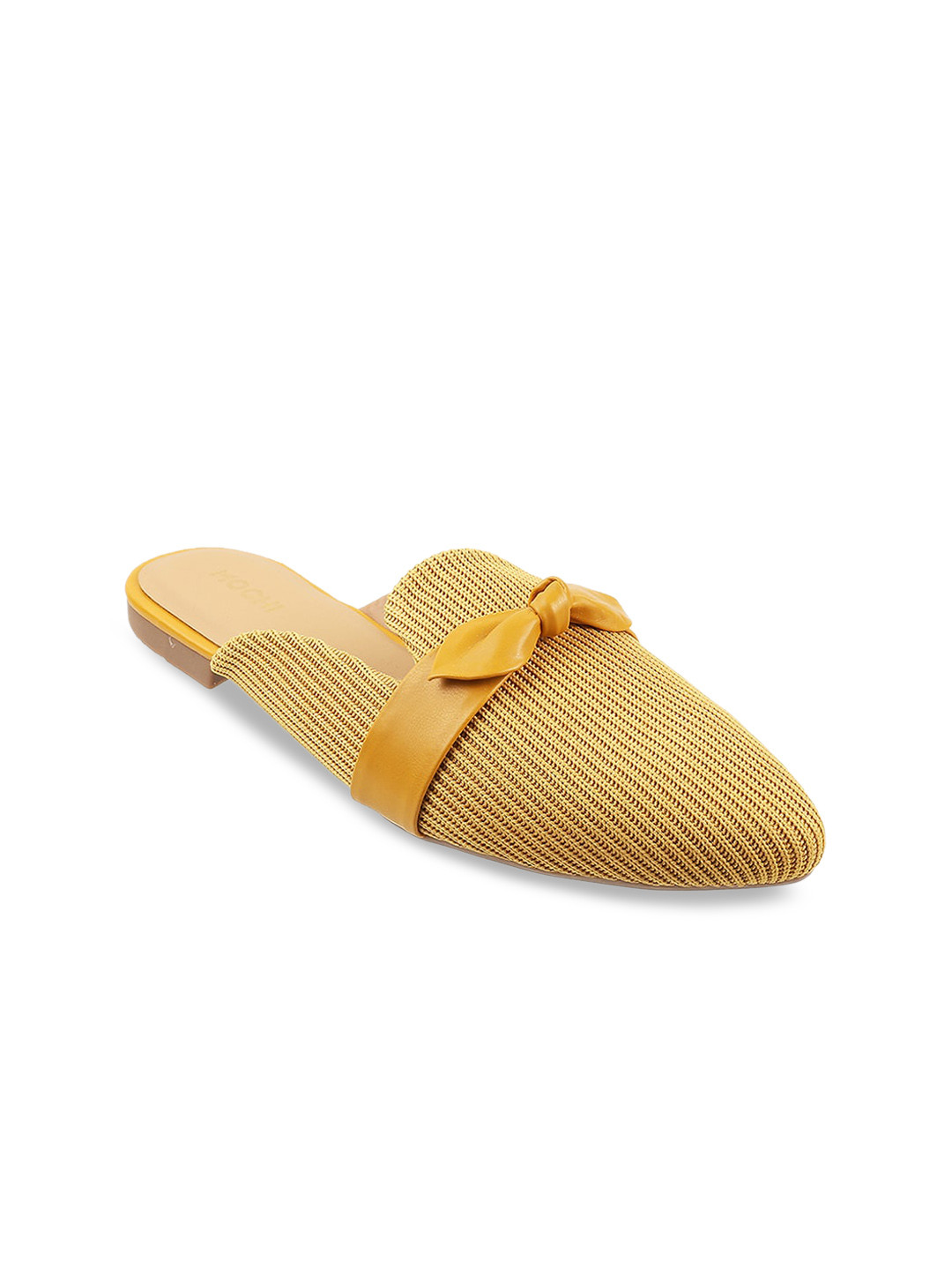 Mochi Women Yellow Mules with Bows