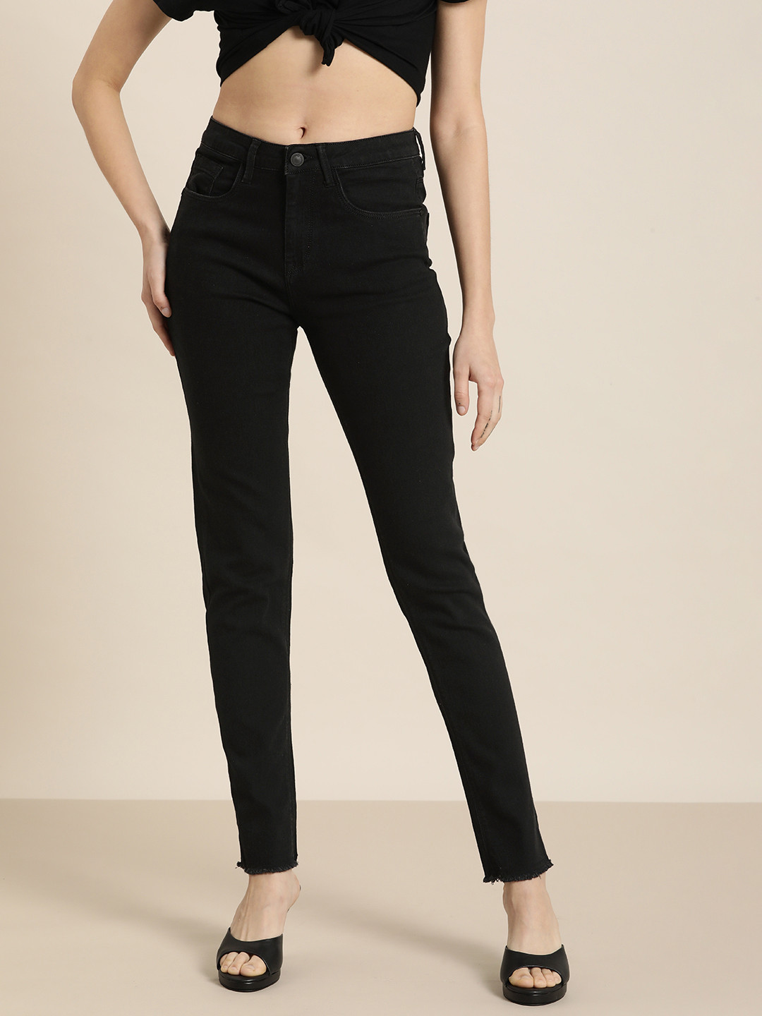 Moda Rapido Women Black Skinny Fit High-Rise Stretchable Jeans
