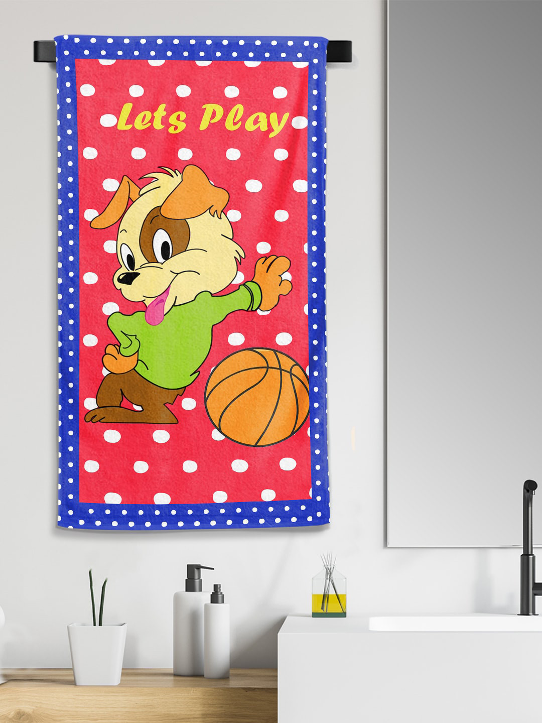 Kids Football Cartoon Printed Medium Cotton Bath Towel in 300 GSM