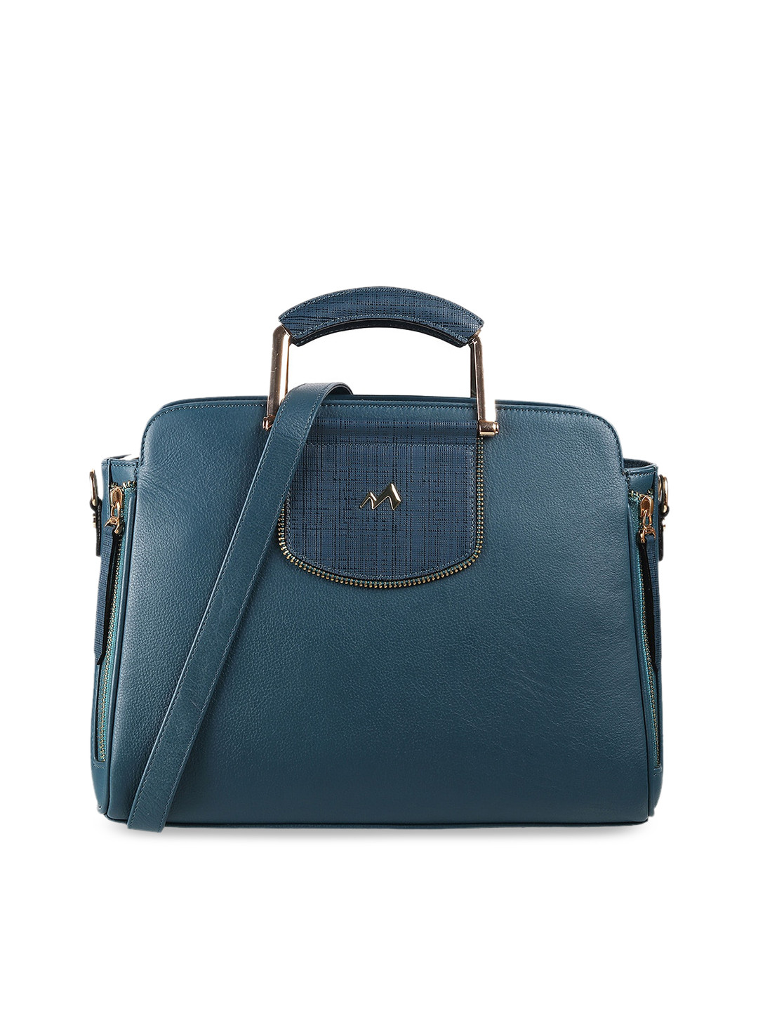 Metro Teal Blue Leather Structured Handheld Bag