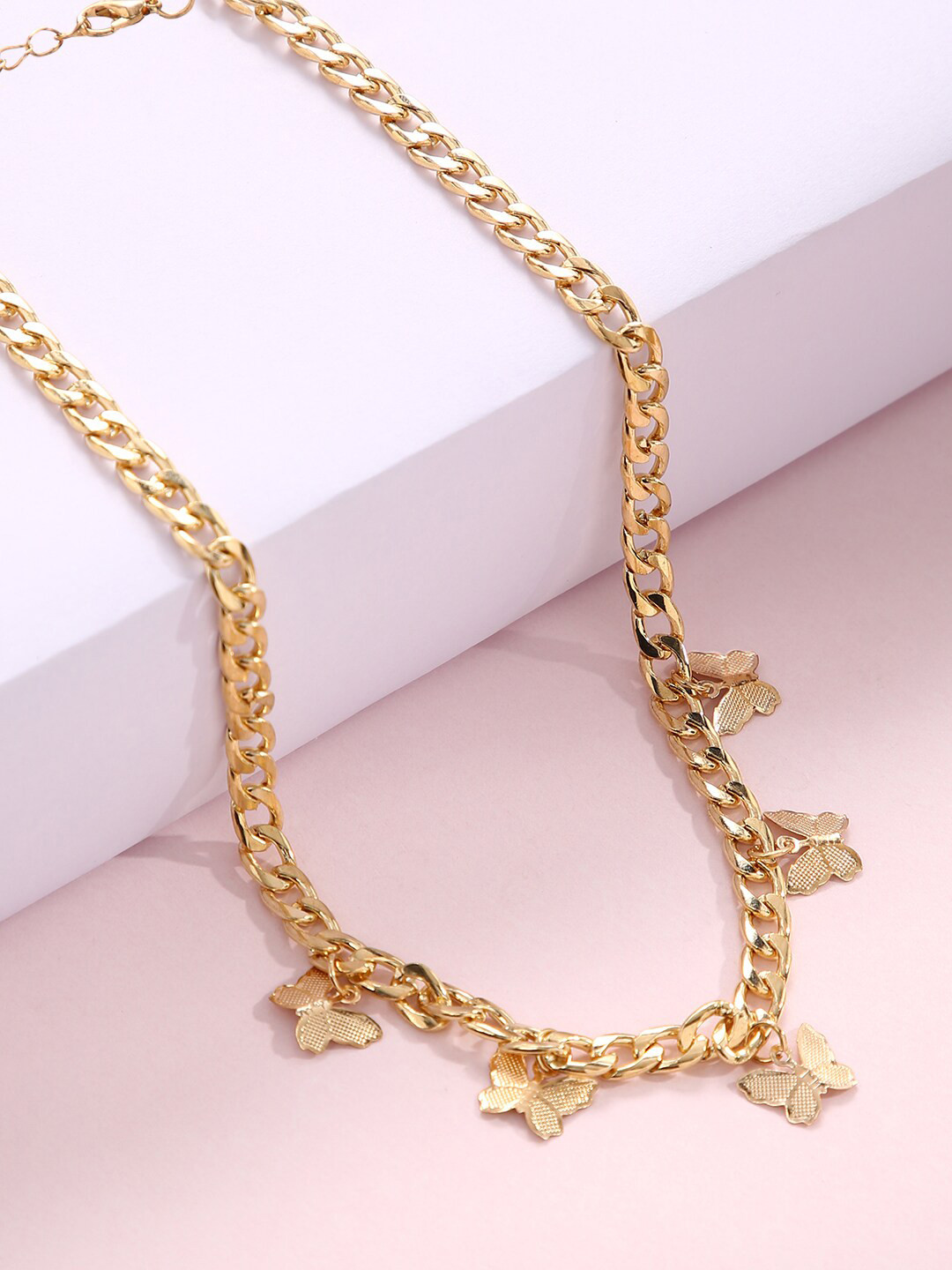 justpeachy Gold-Plated Butterfly Statement Necklace