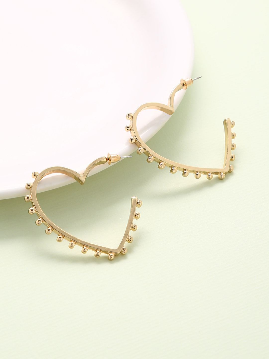 Just Peachy Gold-Plated Heart Shaped Half Hoop Earrings