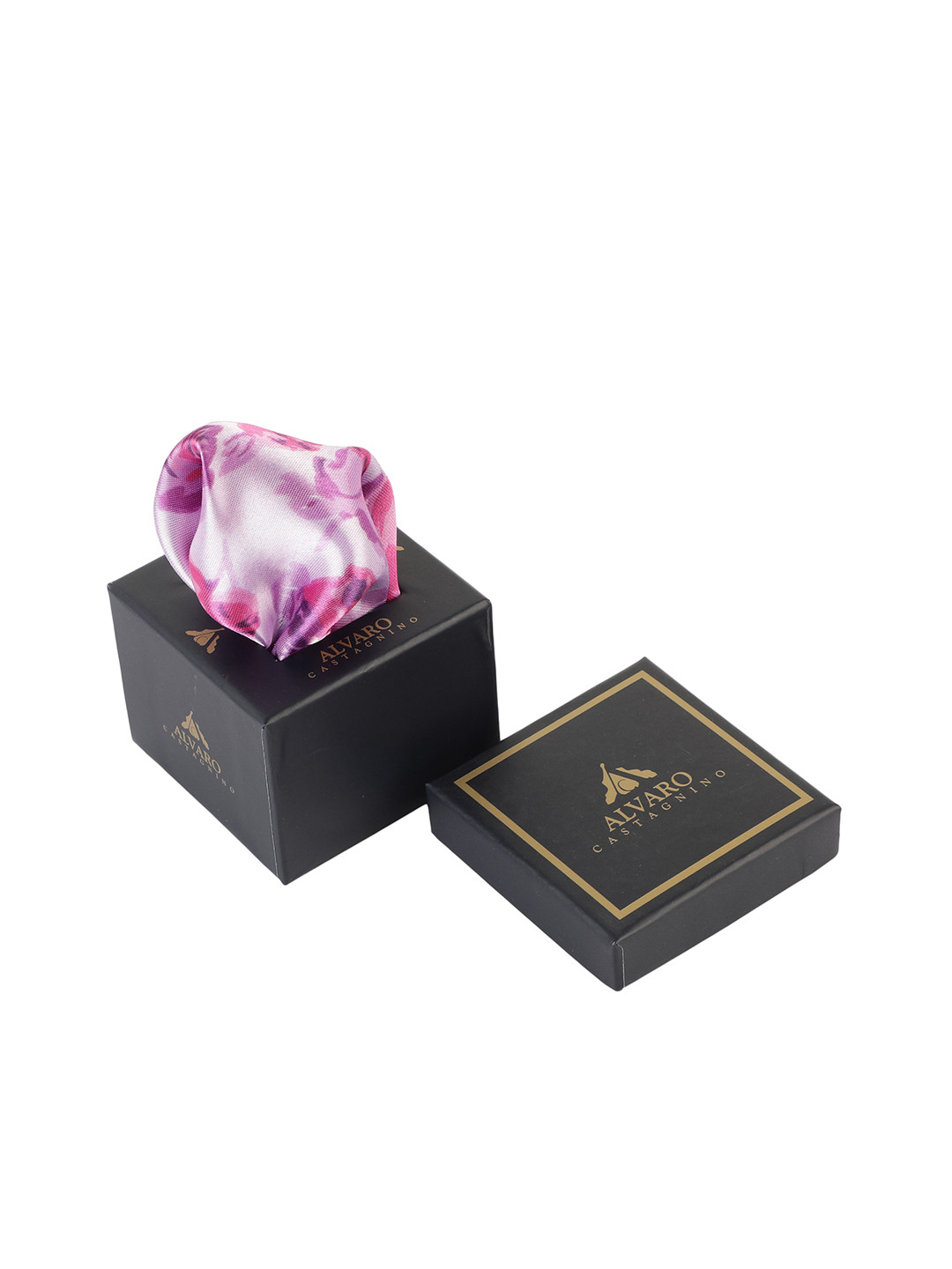 Alvaro Castagnino Men Violet & Pink Digital Printed Pocket Square