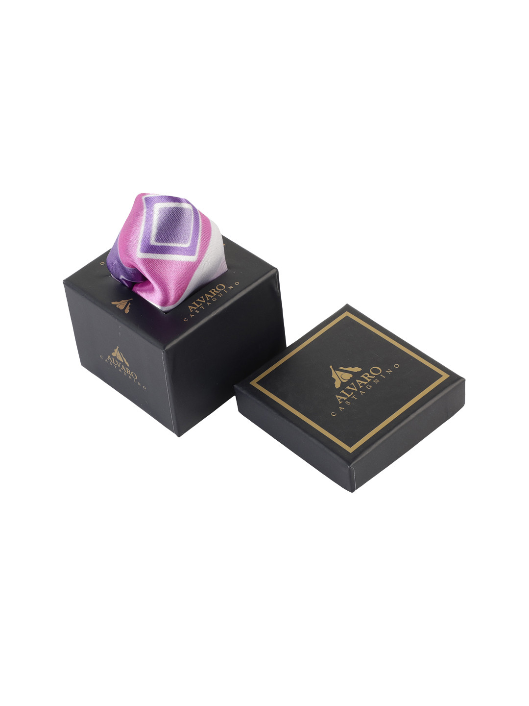 Alvaro Castagnino Men Violet & White Digital Printed Pocket Square