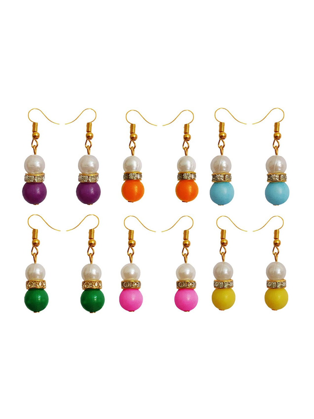 RICH AND FAMOUS Gold-Plated Set Of 6 Contemporary Pearl Drop Earrings