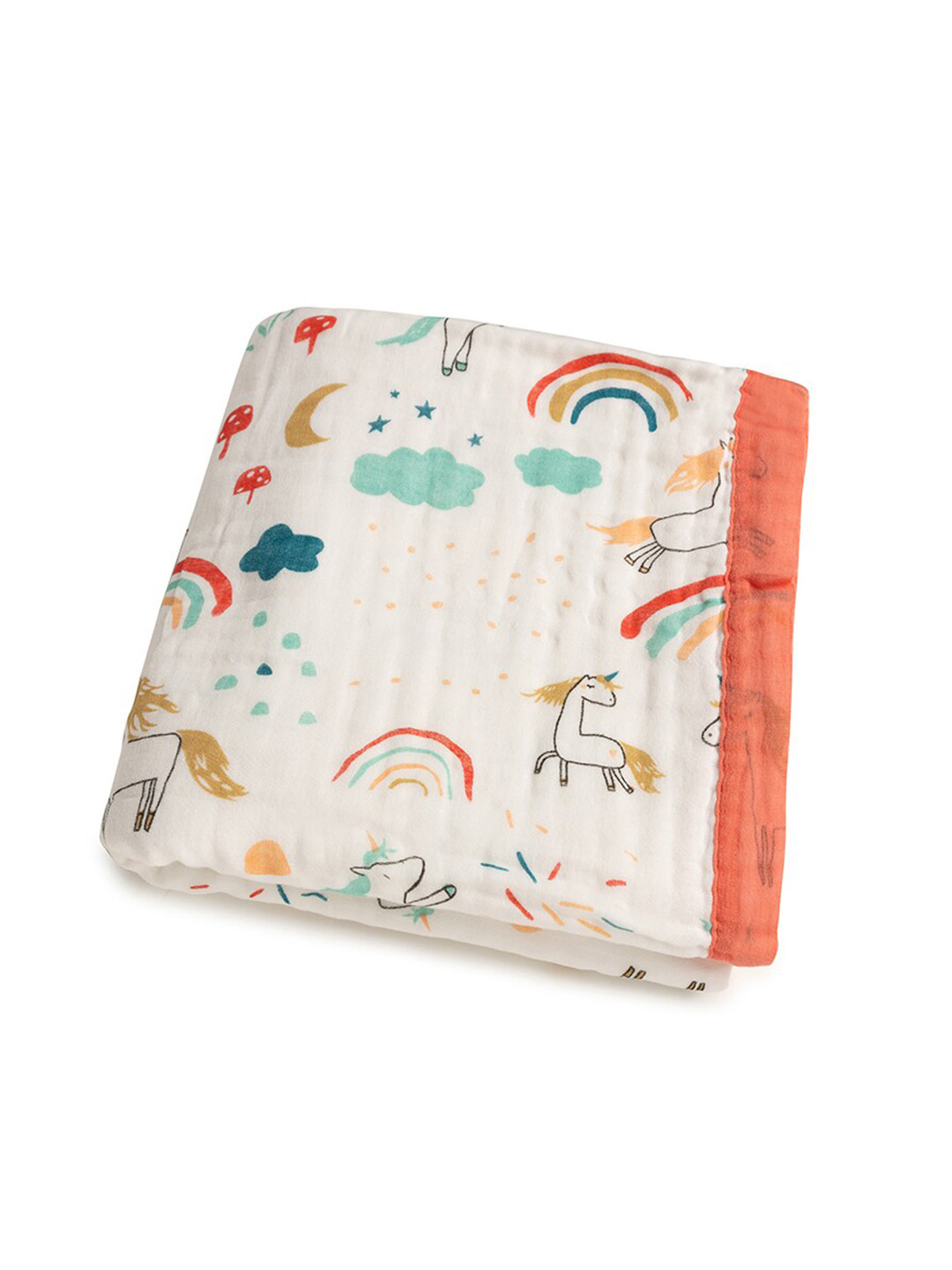 KICKS & CRAWL White & Red Mild Winter Cotton 150 GSM Single Bed Blanket