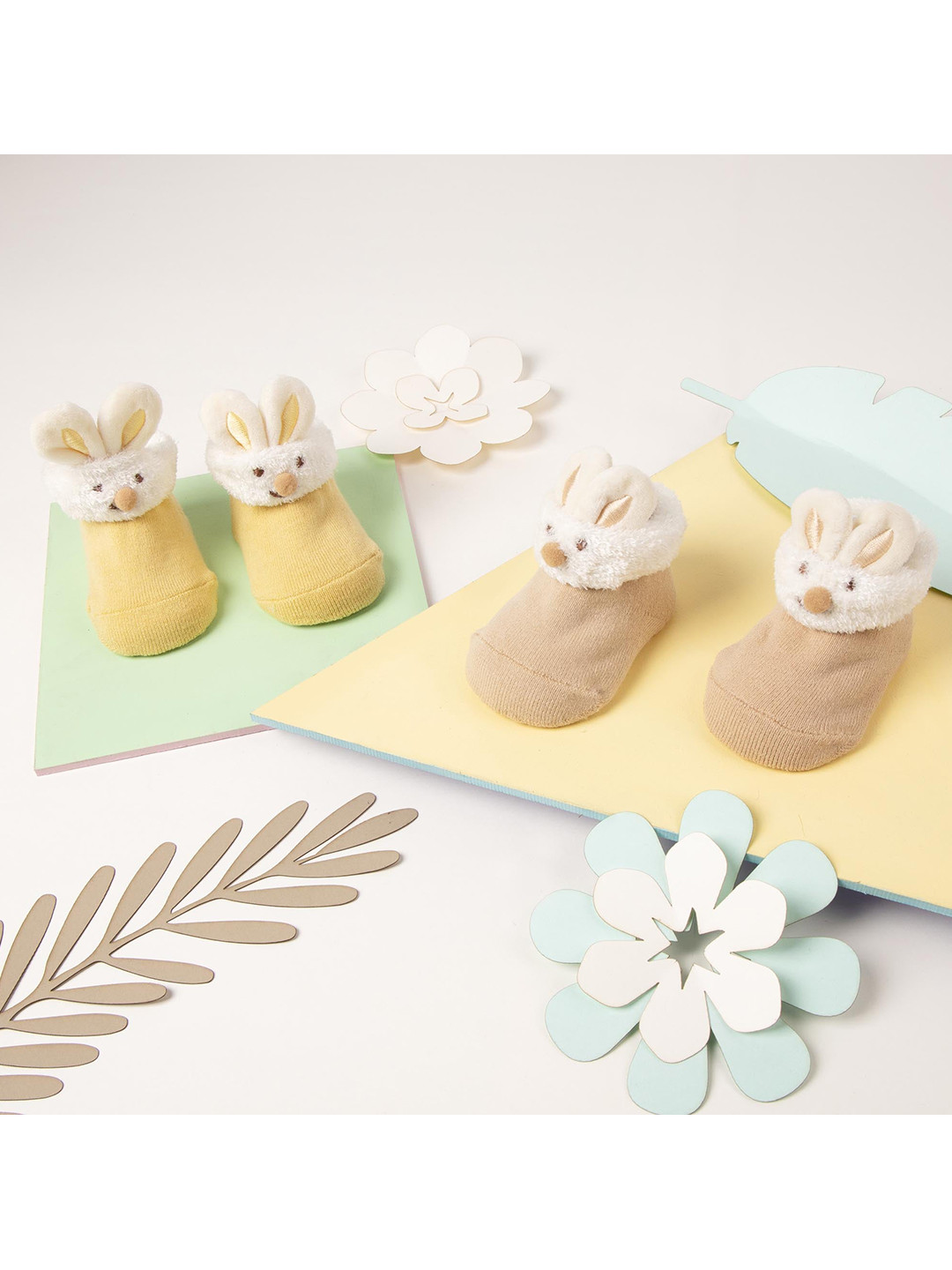 KICKS & CRAWL Unisex Kids Pack Of 2 Brown & Yellow Above Ankle-Length Socks