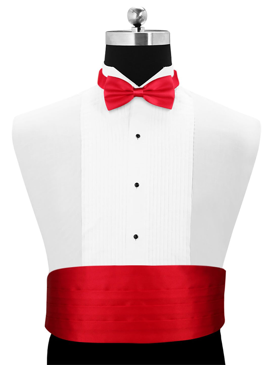 Peluche The Debonair Red Satin Solid Cummerbund and Bow Tie Set