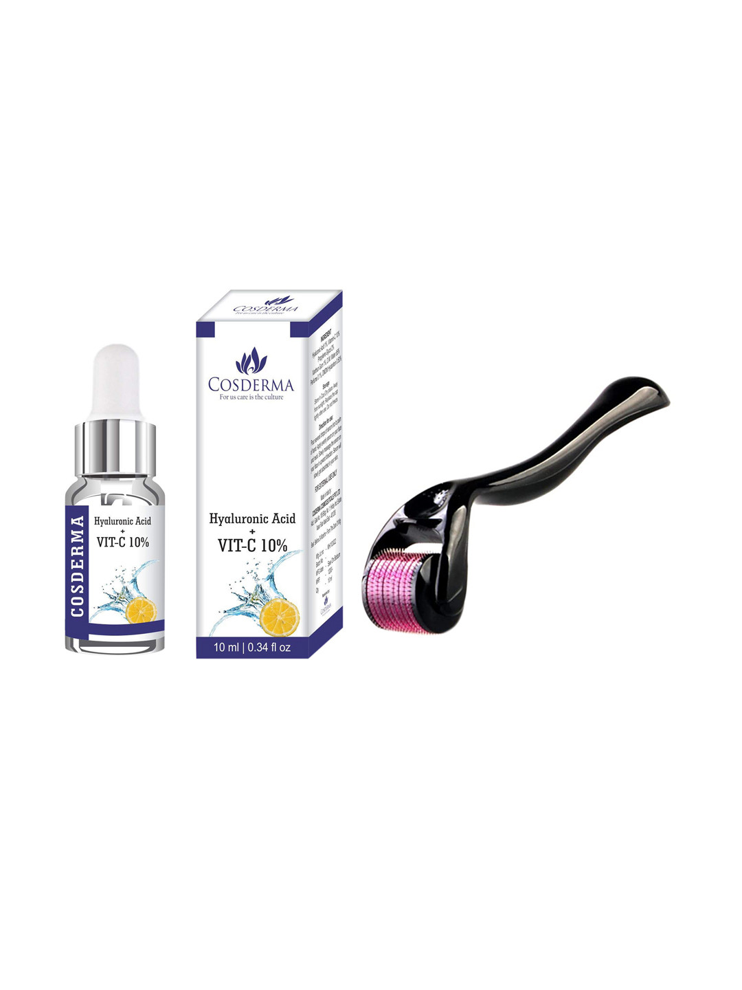 Leeposh Hyaluronic Acid + Vitamin-C 10% Face Serum 10 ml with DRS Roller