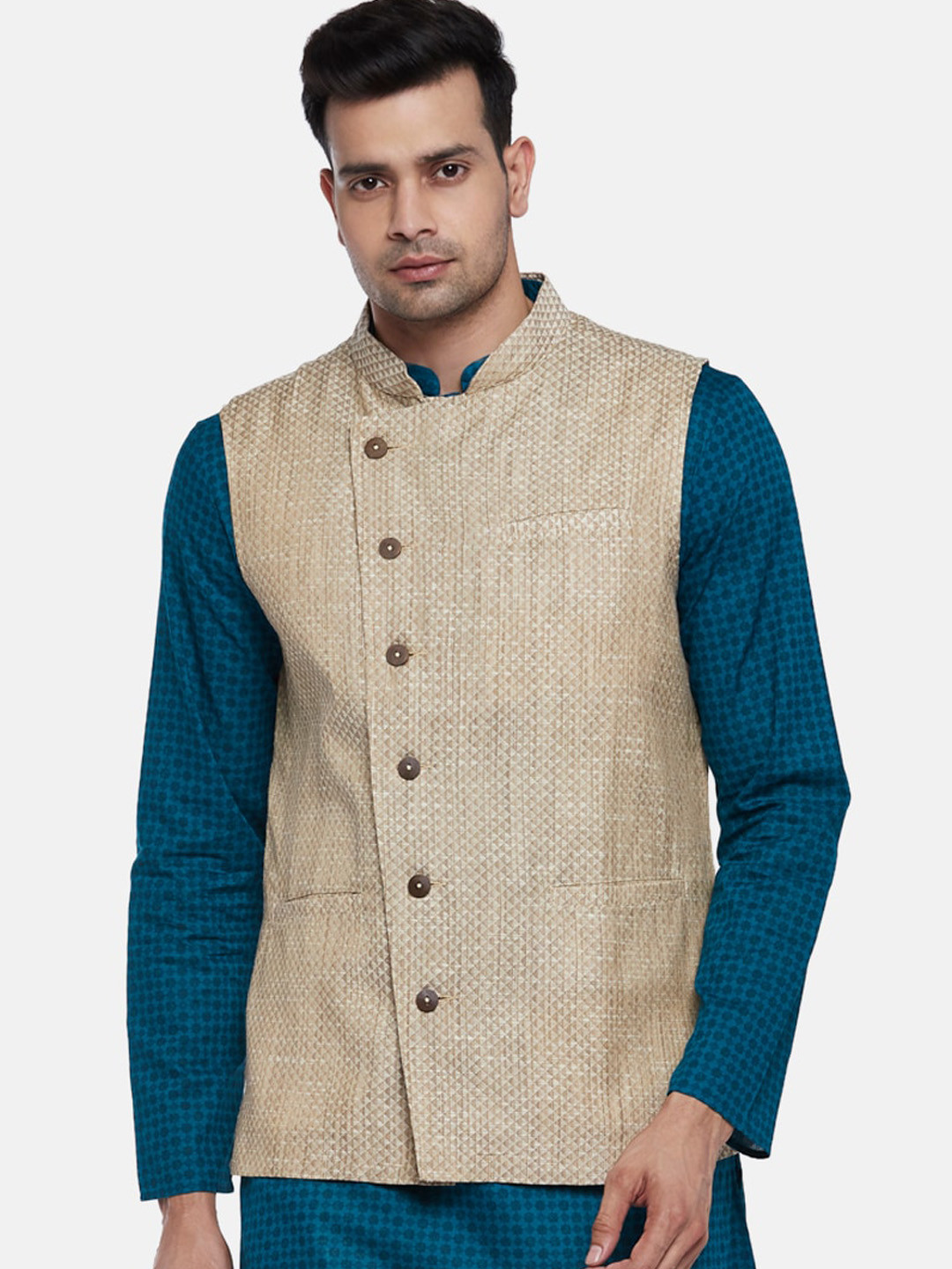 indus route by Pantaloons Men Beige Waist Coat
