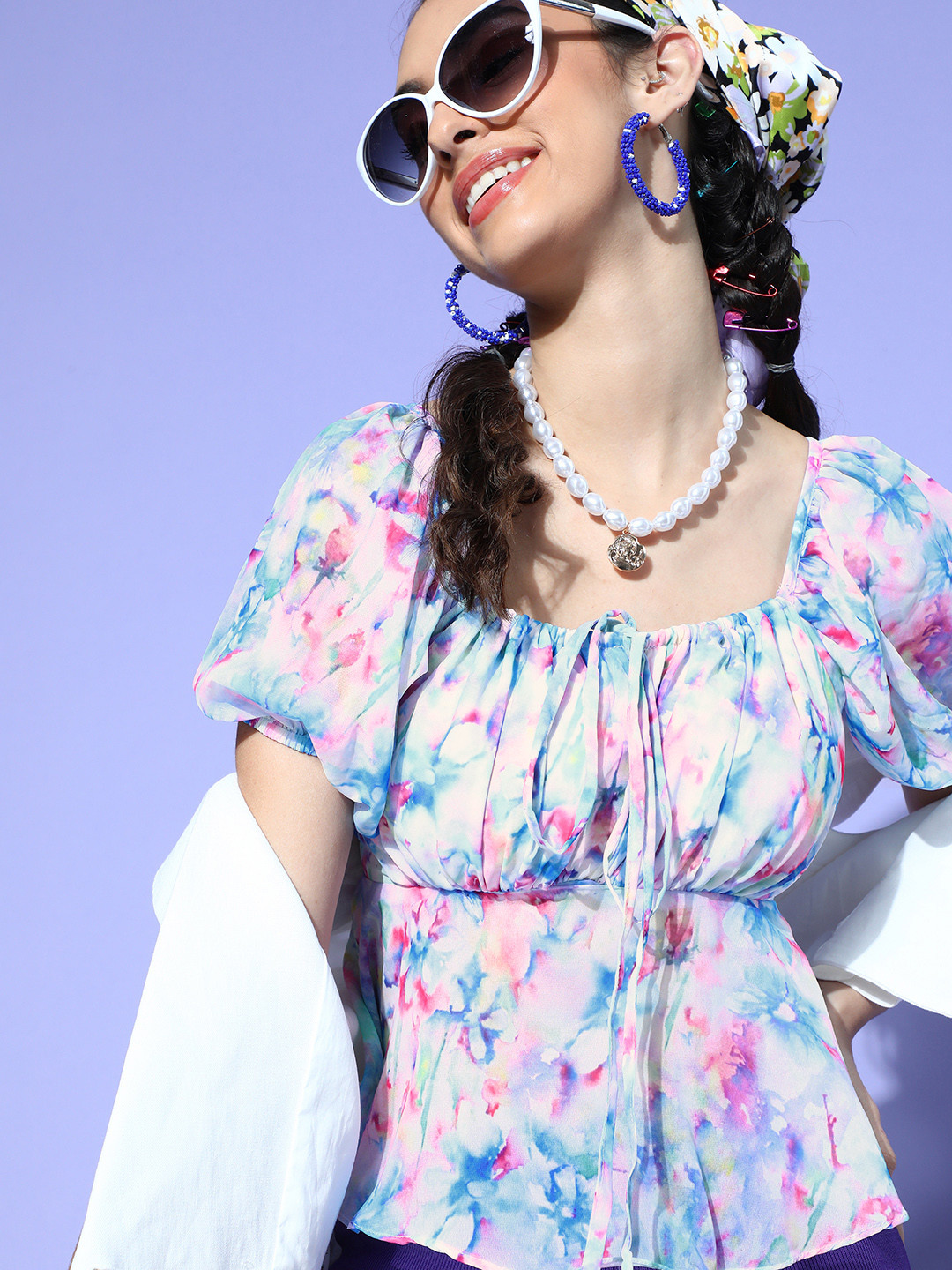 Athena Women Stunning Blue Tie and Dye Bustier Top