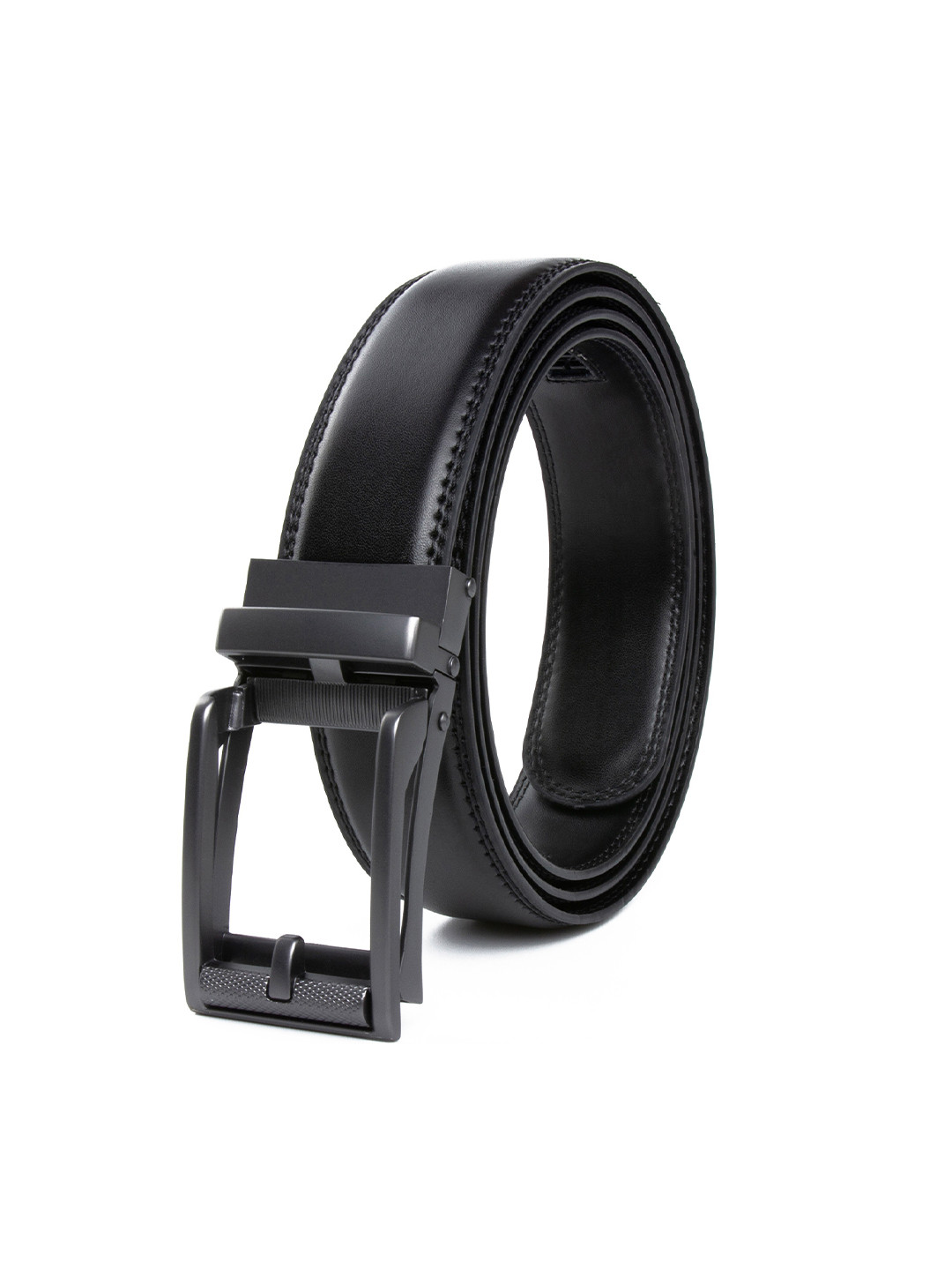CONTACTS Men Auto Lock Black Leather Belt