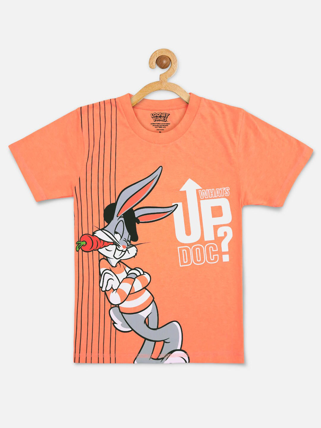 Kids Ville Boys Orange Looney Tunes Printed T-shirt
