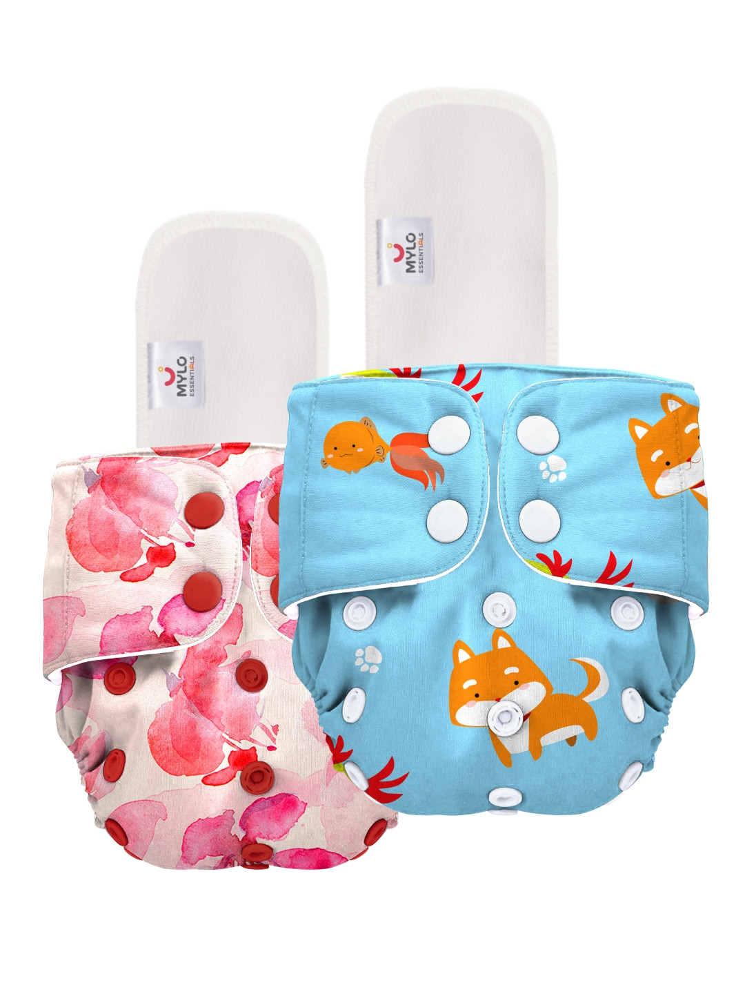 Mylo Kids Set Of 2 Pink & Blue Free Size Washable & Reusable Cloth Diaper