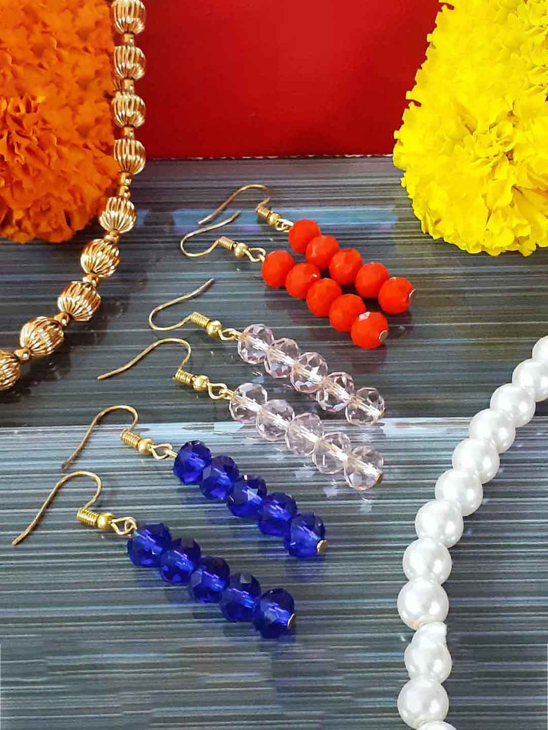 RICH AND FAMOUS Pack of 3 Pearl Contemporary Drop Earrings