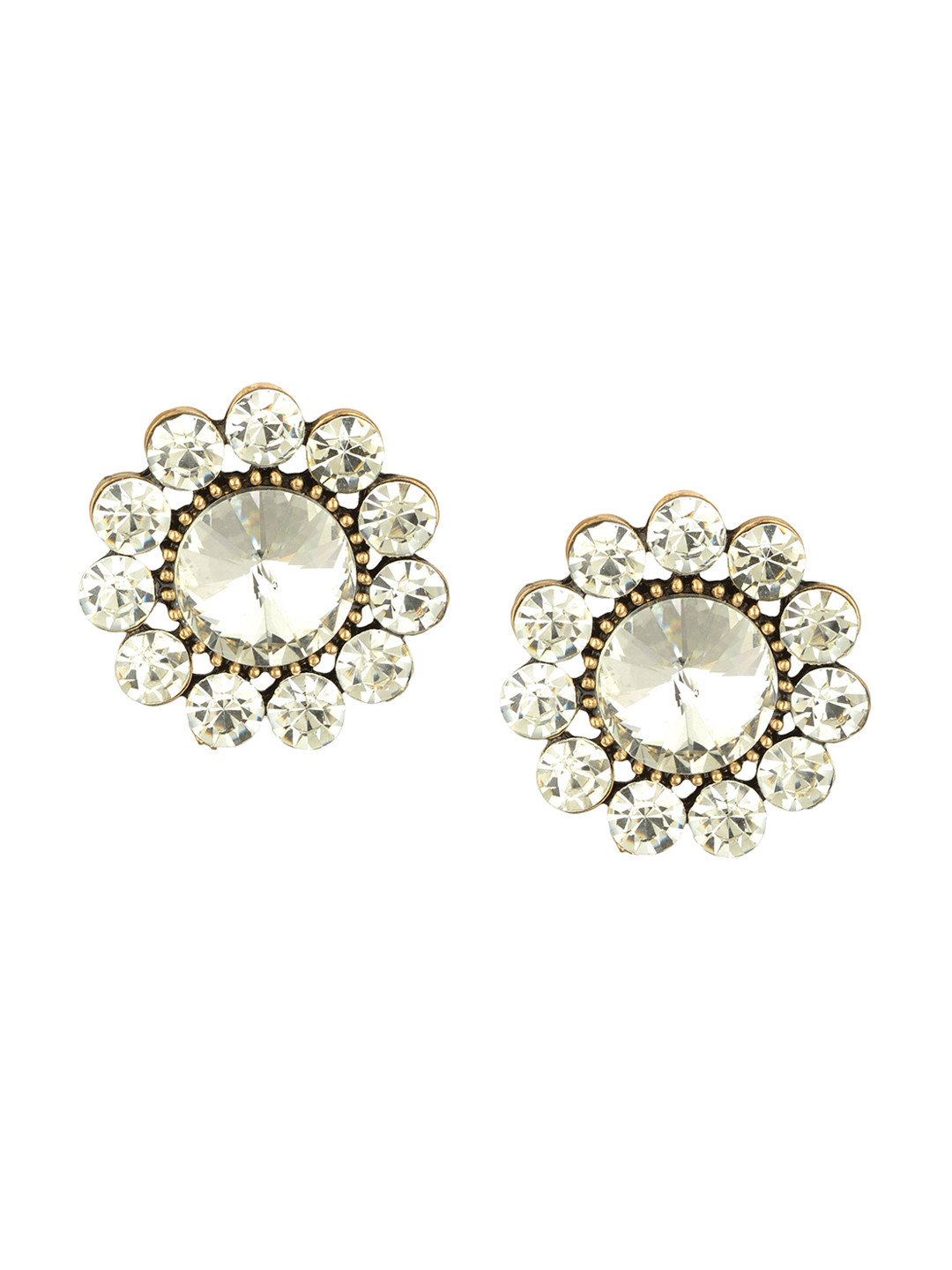 Arendelle Silver-Toned Contemporary CZ Studs Earrings