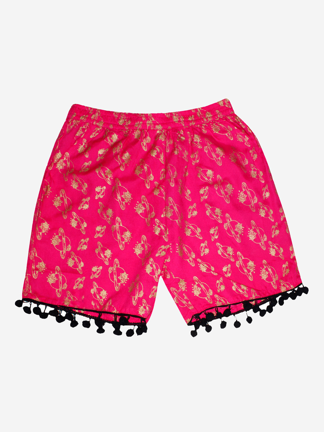 KiddoPanti Girls Pink Floral Printed Shorts