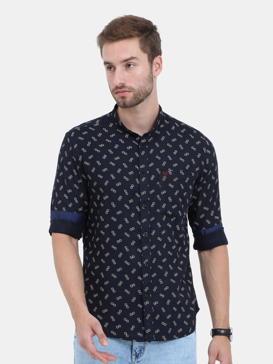VUDU Men Black Comfort Printed Casual Shirt