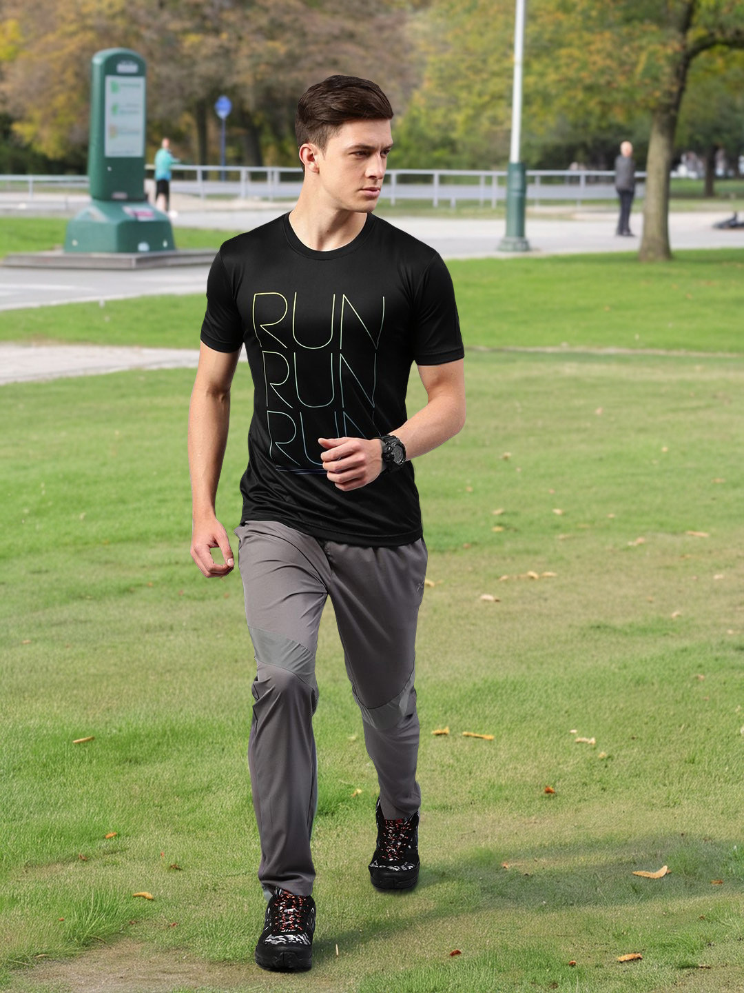 HRX by Hrithik Roshan Men Black Printed Active RAPID-DRY T-Shirt