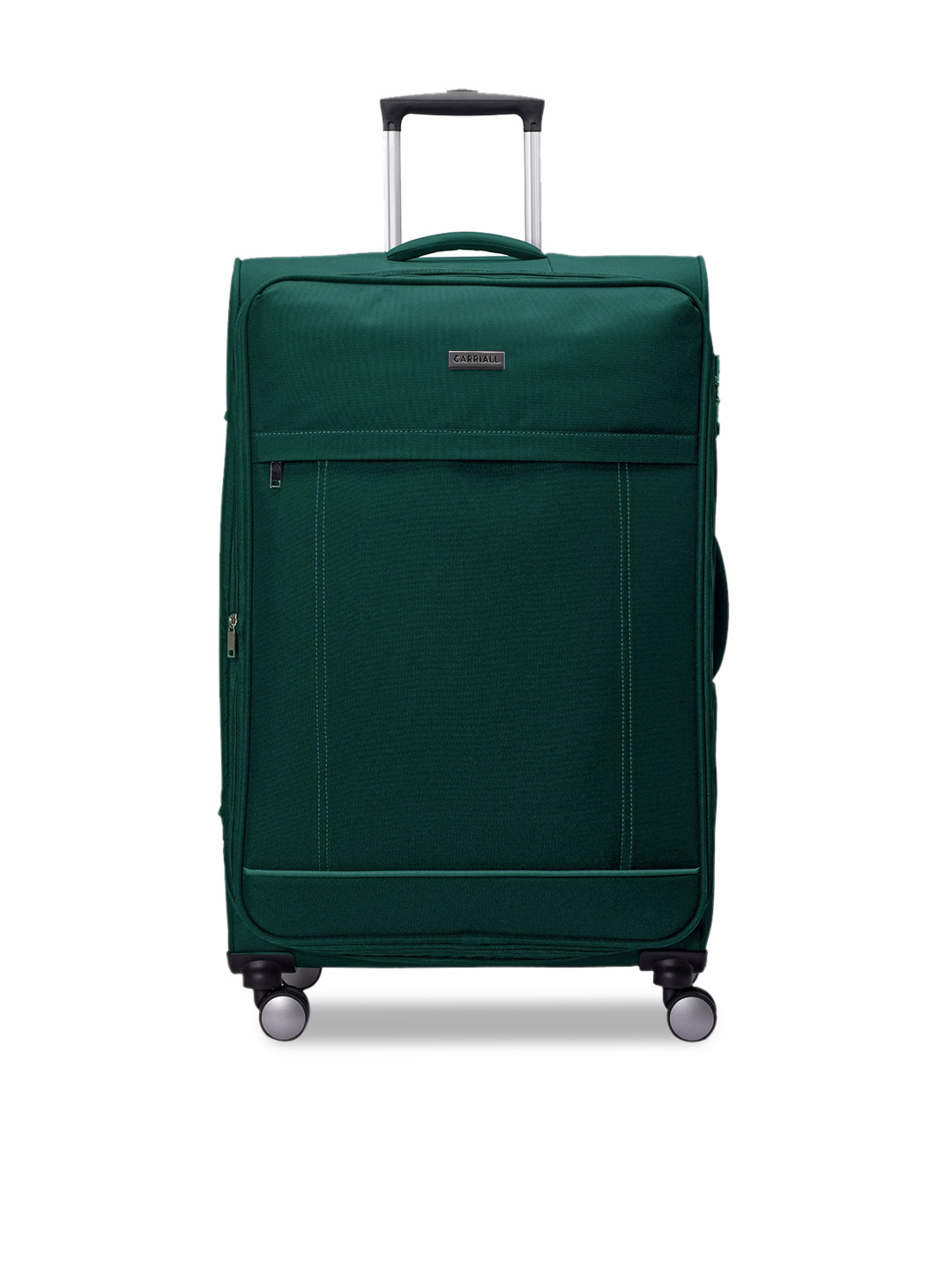 CARRIALL Green Solid Soft-Sided Large Trolley Suitcase