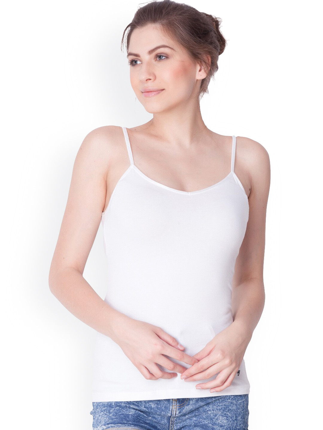 Dollar Missy Pack of 2  Cotton with Spandex Camisole MMBB-401-R3-WHT-PO2