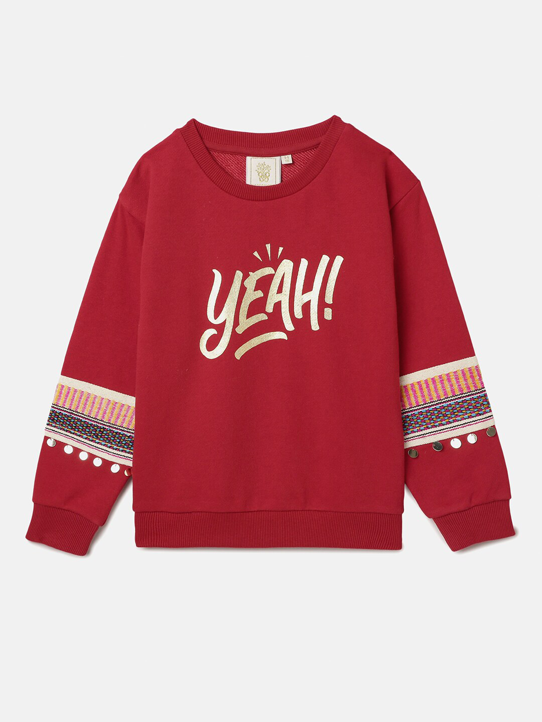BYB PREMIUM Girls Red Printed Pure Cotton Sweatshirt