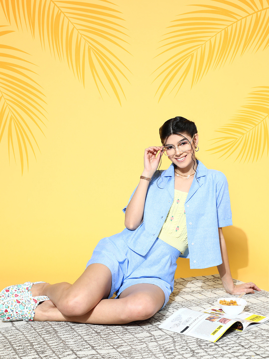 Athena Women Stunning Blue Solid Two Mile Set