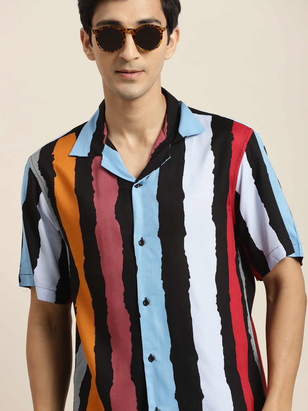 Hancock Men Multicoloured Striped Casual Shirt