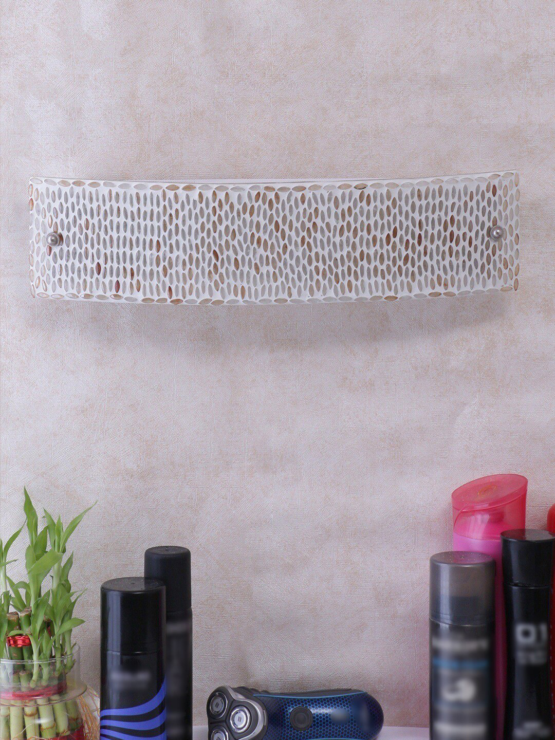 Devansh White & Red Frosted Glass Bath Light