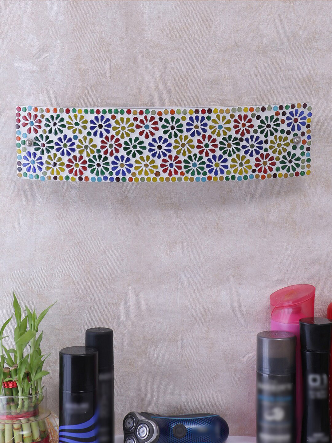 Devansh Multicoloured Mosaic Glass Bathroom Light