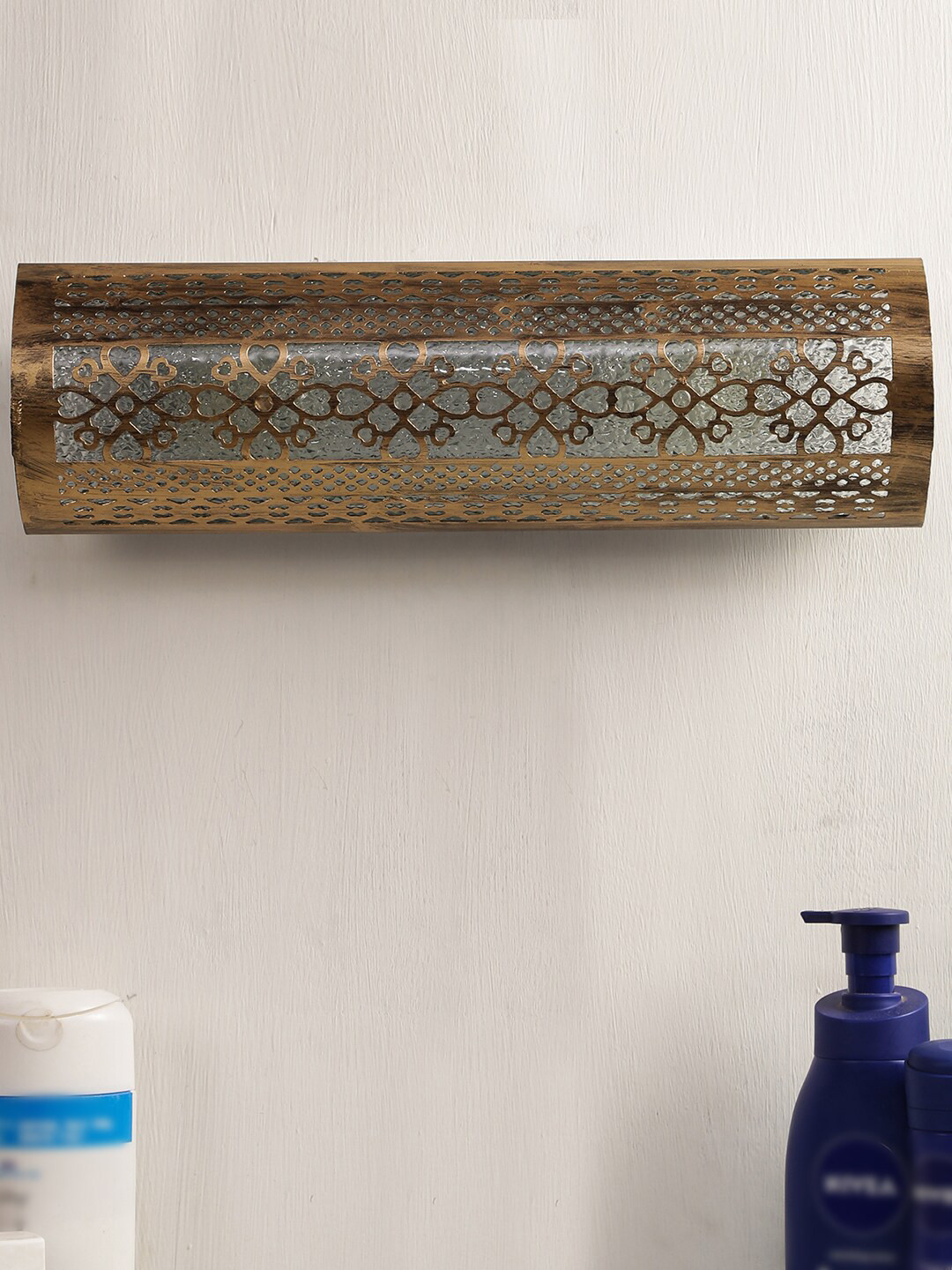 Devansh Gold Toned & Transparent Frosted Glass Bath Light