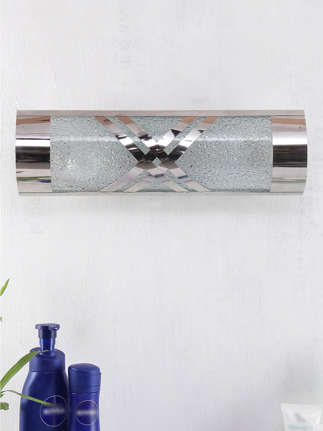Devansh Silver Steel Cross Bathroom Light