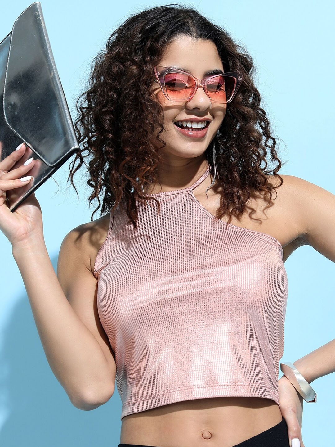 Tokyo Talkies Pink Halter Neck Crop Top - Tops for Women 17143174 | Myntra