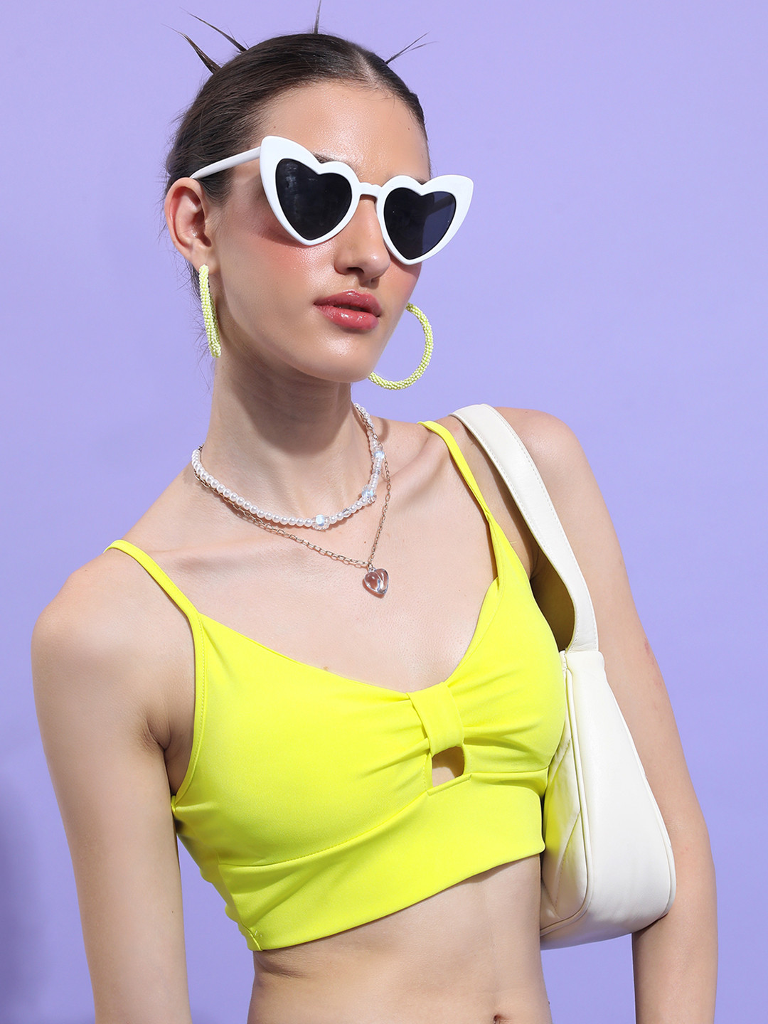 Tokyo Talkies Lime Green Cut-Out Crop Bralette Top