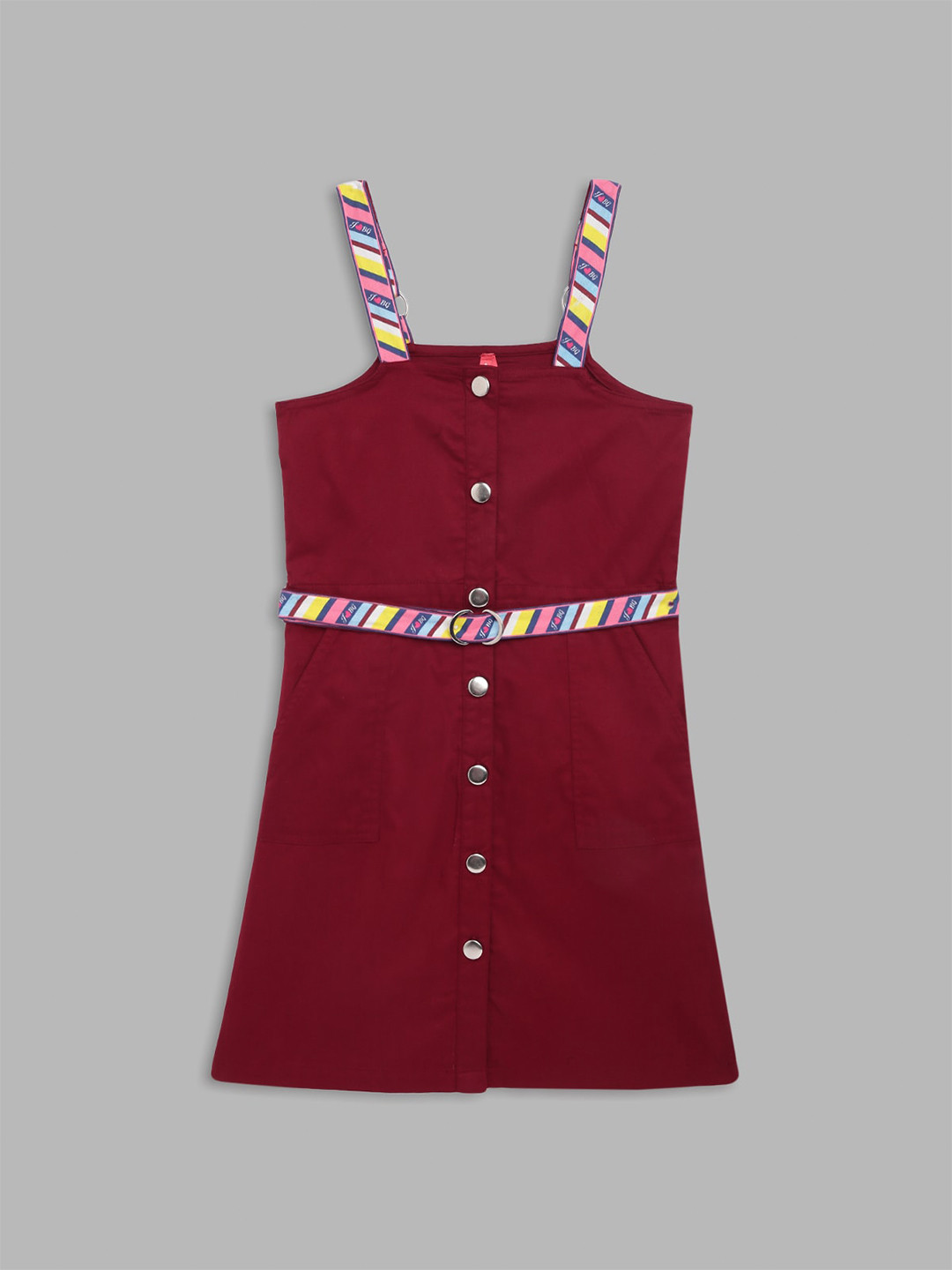 Blue Giraffe Maroon A-Line Dress