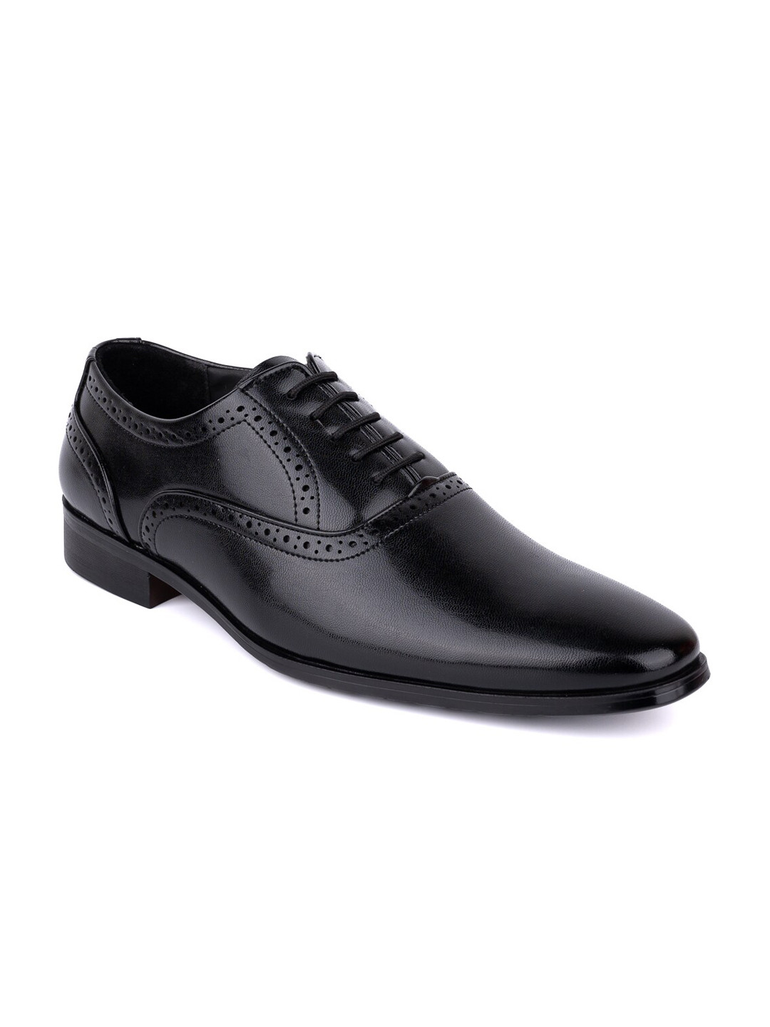 Hydes N Hues Men Black Perforated Formal Derbys