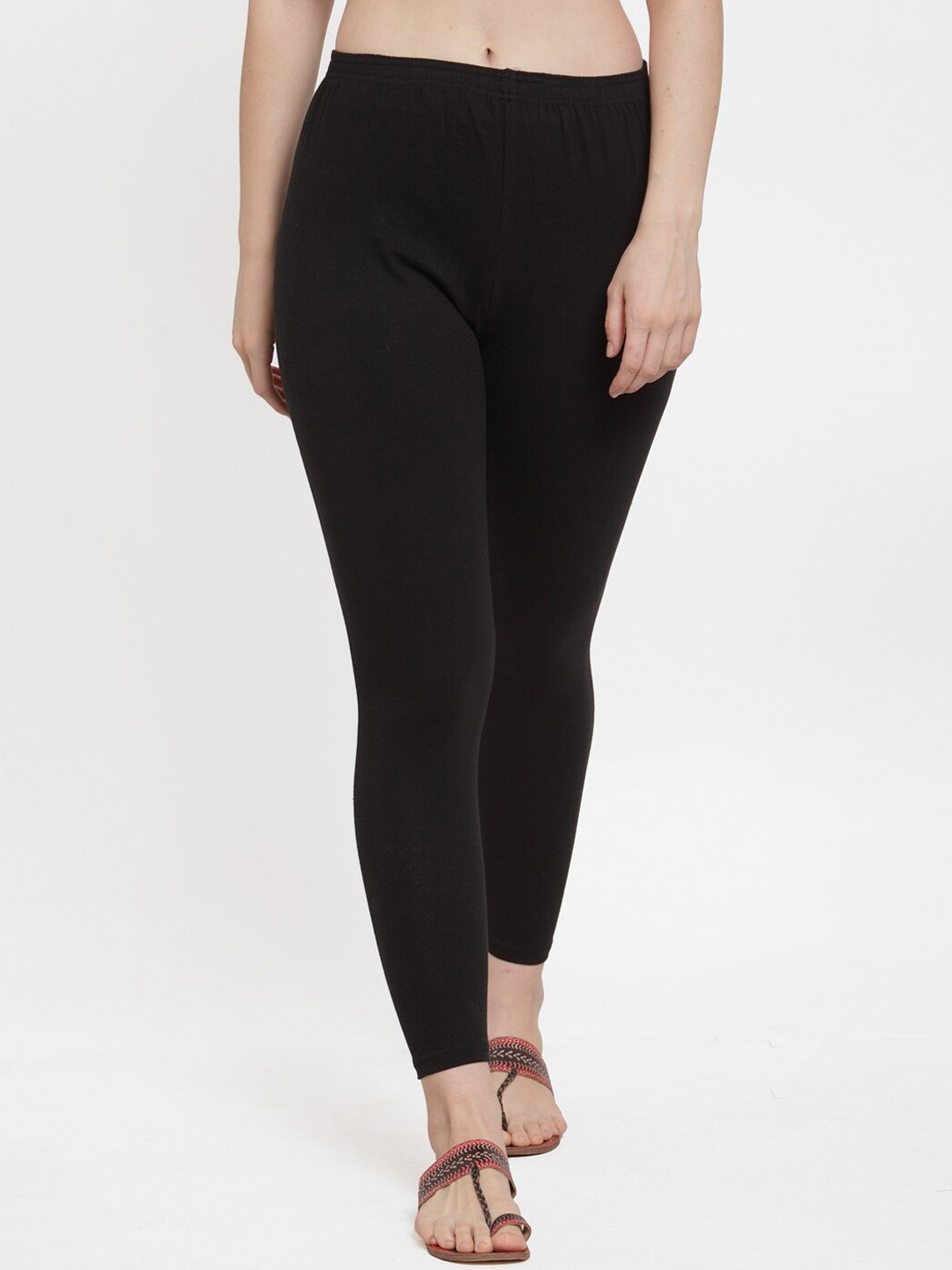 GRACIT Women Black Solid Super Combed Cotton Ankle-Length Leggings