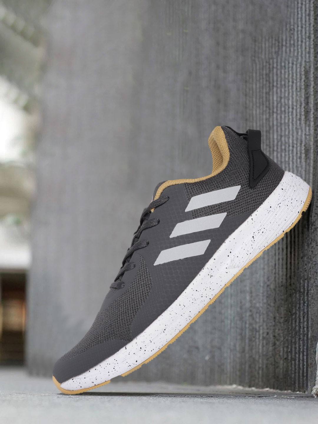 ADIDAS Men Grey & Brown Woven Design Ultrafly Running Shoes