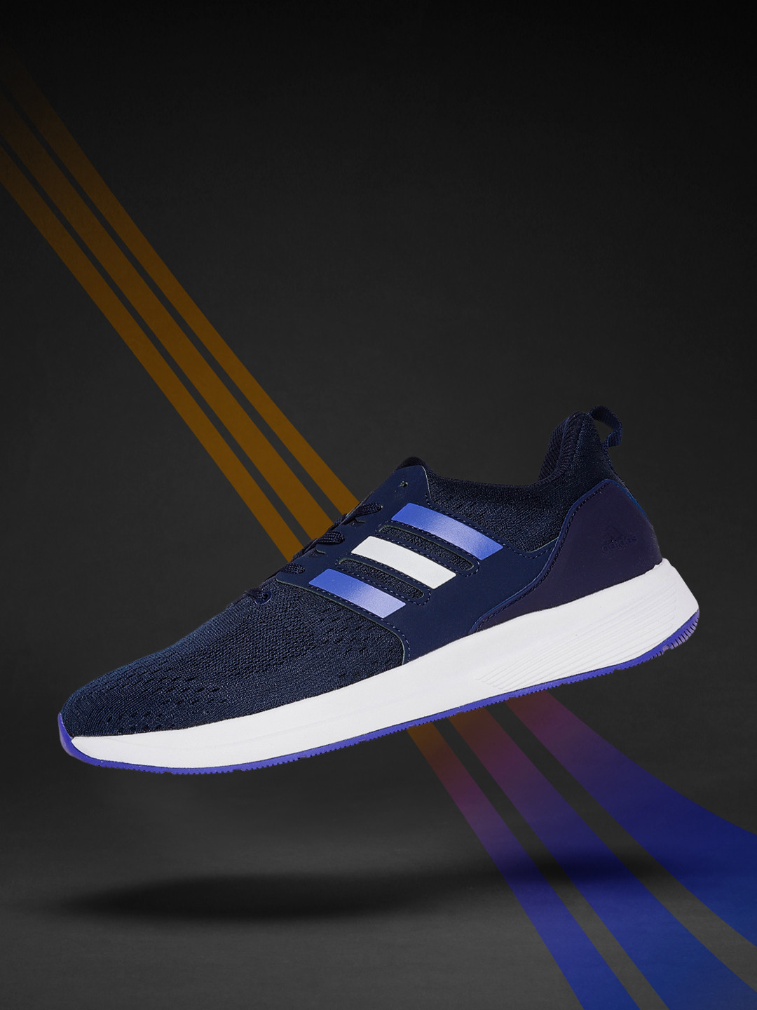 ADIDAS Men Navy Blue & White Woven Design Running Dasherr Shoes