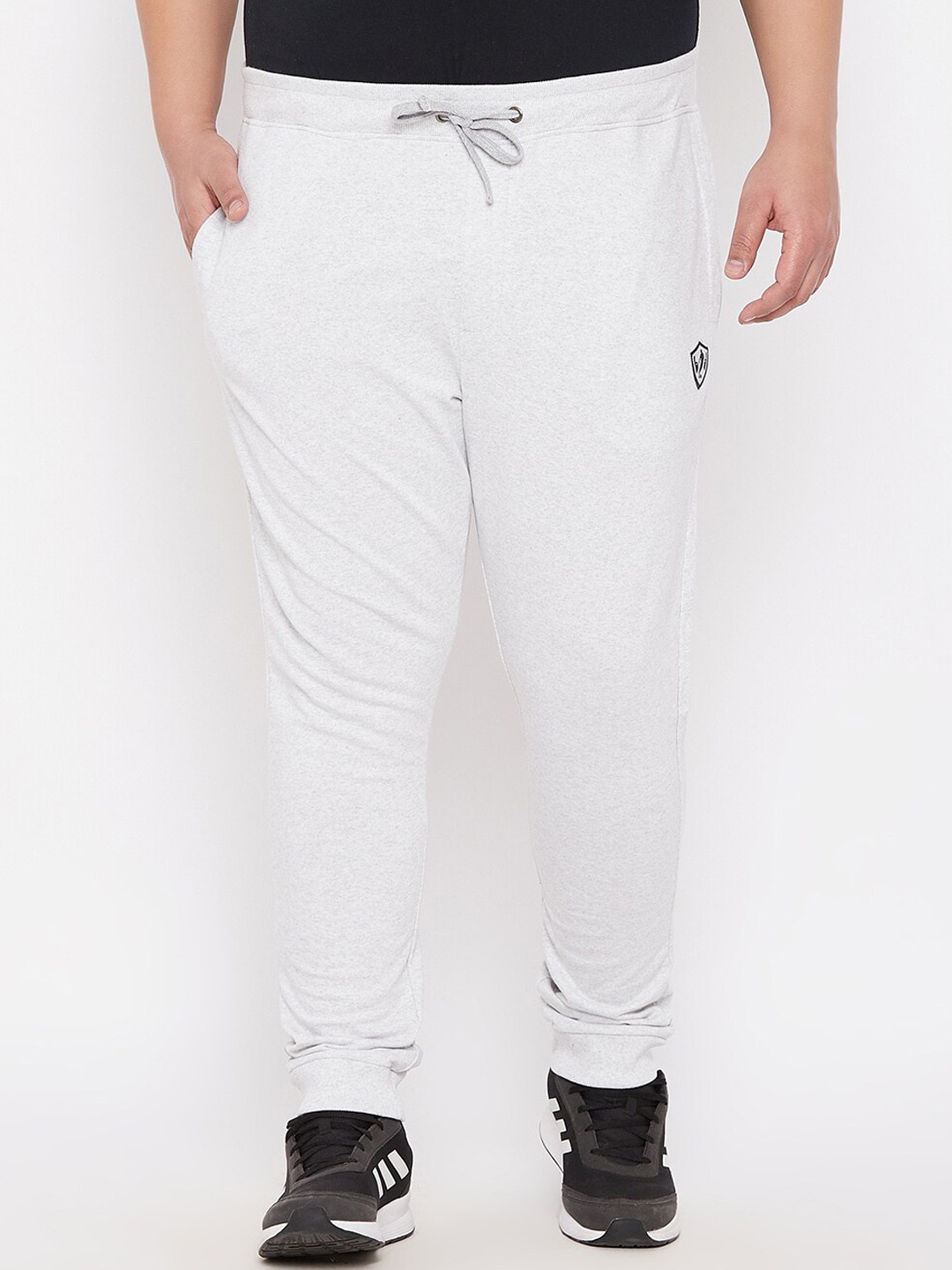 ARDEUR Men Plus Size Off White Solid Regular-Fit Pure Cotton Joggers