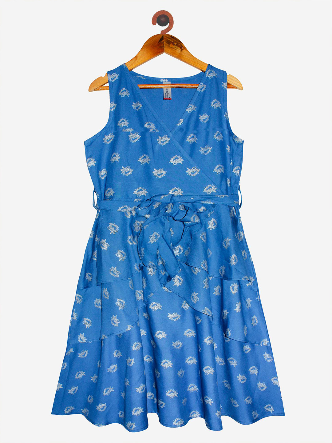 KiddoPanti Navy Blue Layered Fit & Flare Dress