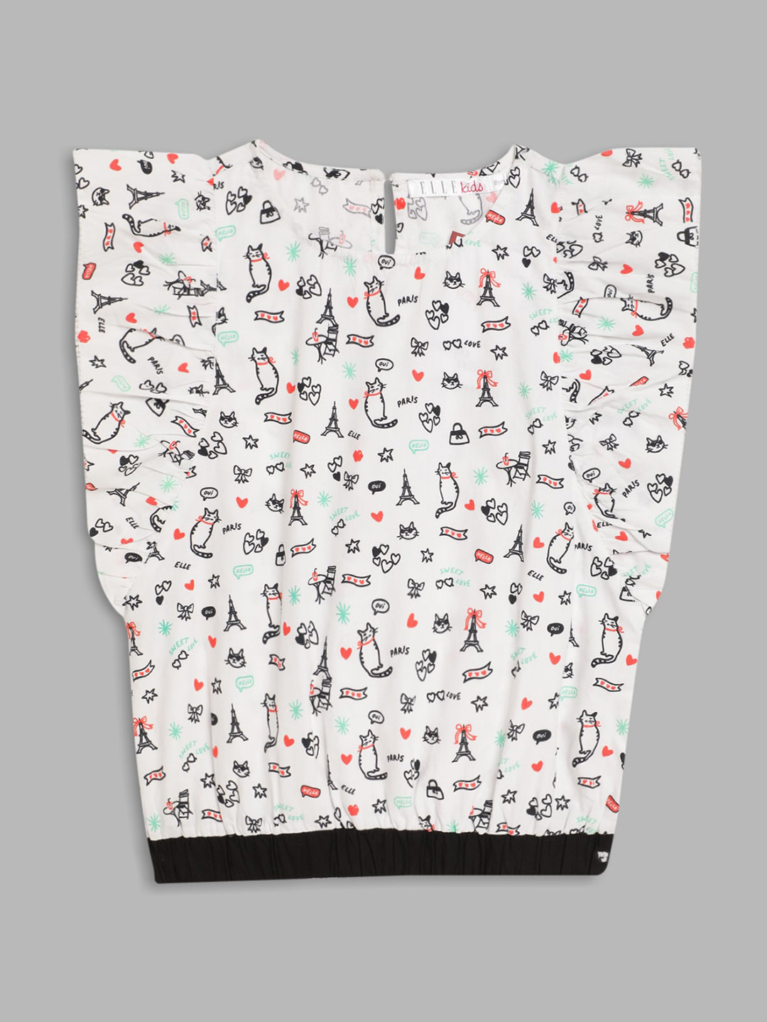 ELLE White & Black Print Pure Cotton Top