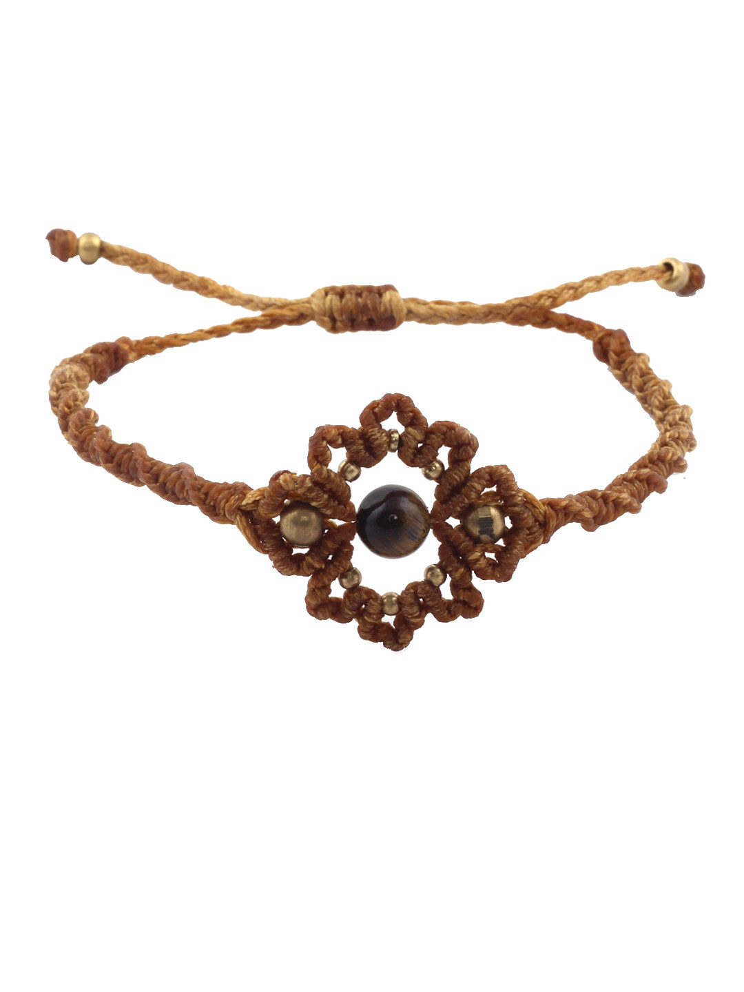 EL REGALO Brown Floral Macrame Anklet