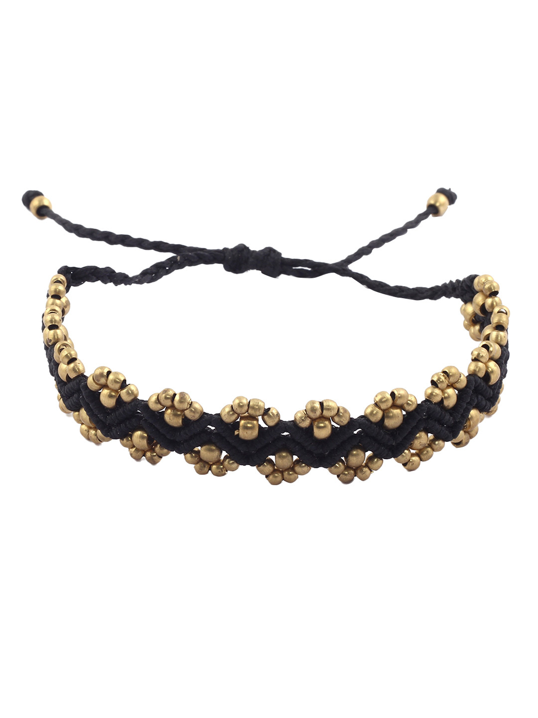 EL REGALO Black & Gold-Toned Bells Beaded Anklet