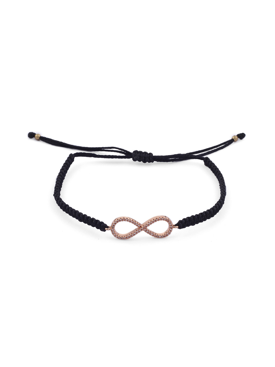 EL REGALO Women Rose Gold-Toned & Black Infinity Symbol Wraparound Bracelet