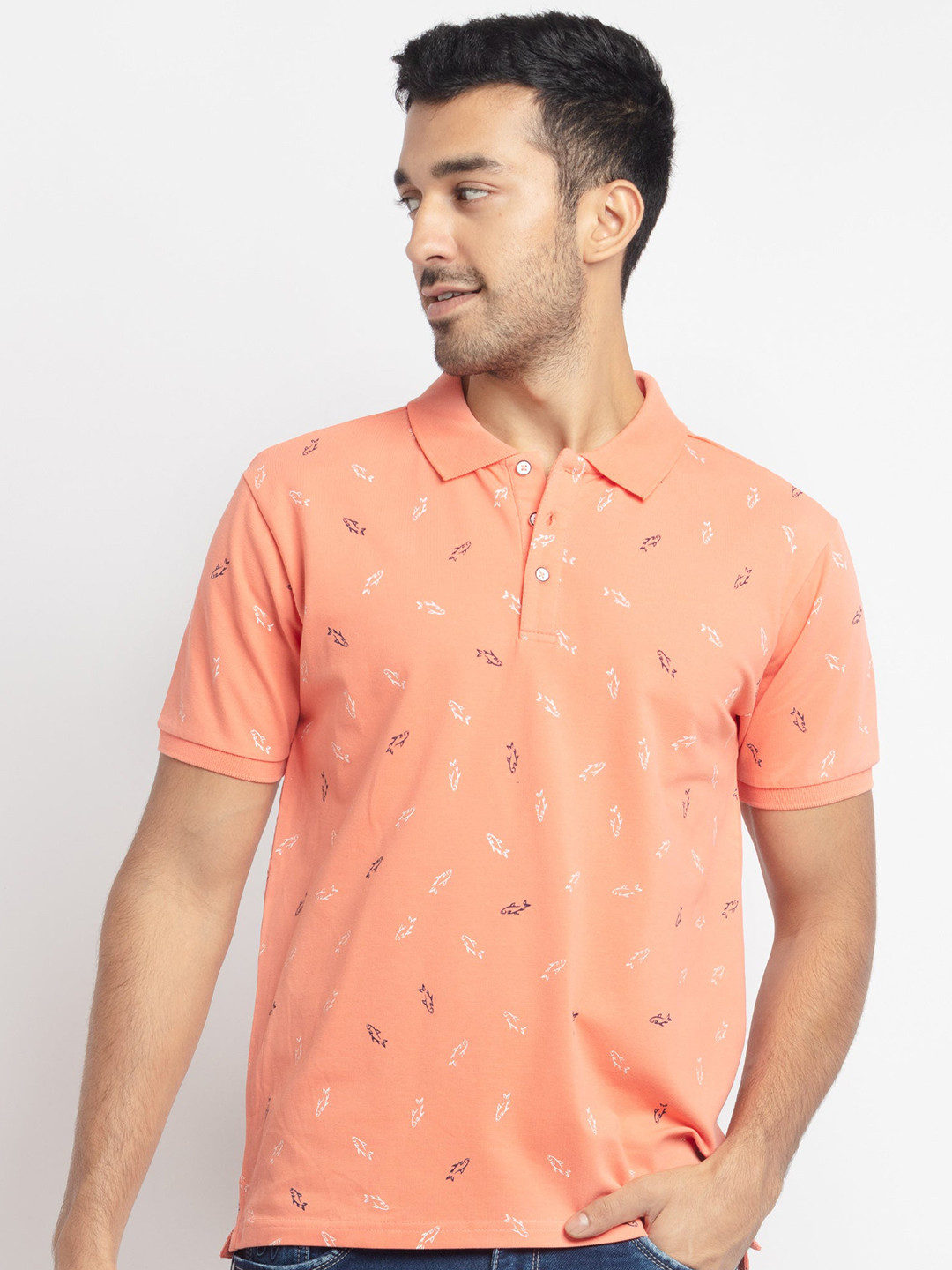 Status Quo Men Pink Printed Polo T-shirt