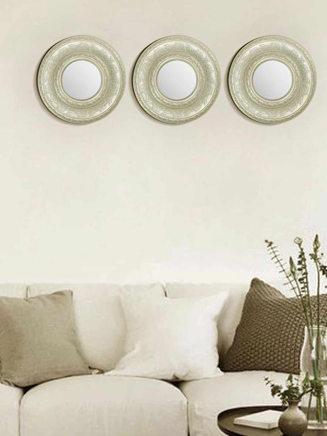 MARKET99 Set Of 3 Champagne Handmade Wall Mirrors